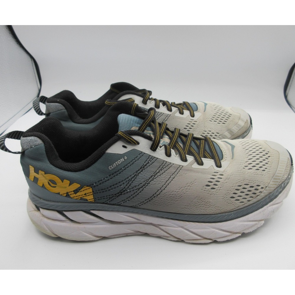 Hoka One One Clifton 6 Shoes Mens Size 9 Gray Blue Running Max Cushion Road